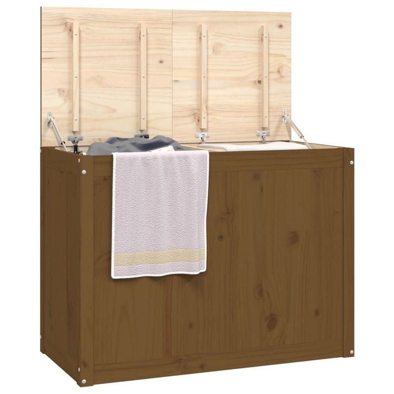 vidaXL mézbarna tömör fenyőfa szennyestartó láda 88,5 x 44 x 66 cm