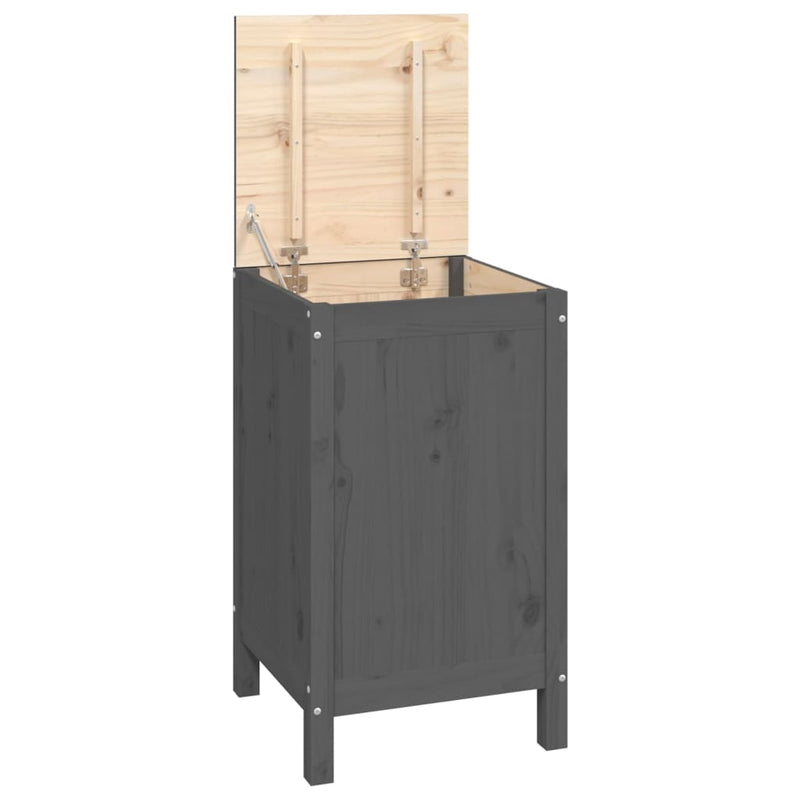 vidaXL szürke tömör fenyőfa szennyestartó láda 44 x 44 x 76 cm