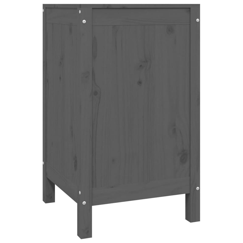 vidaXL szürke tömör fenyőfa szennyestartó láda 44 x 44 x 76 cm