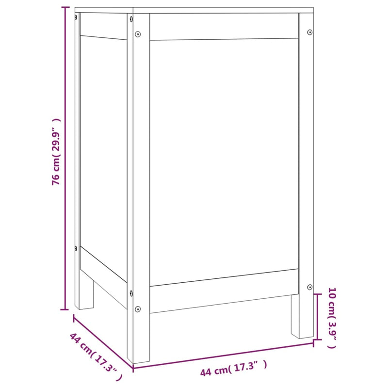 vidaXL szürke tömör fenyőfa szennyestartó láda 44 x 44 x 76 cm
