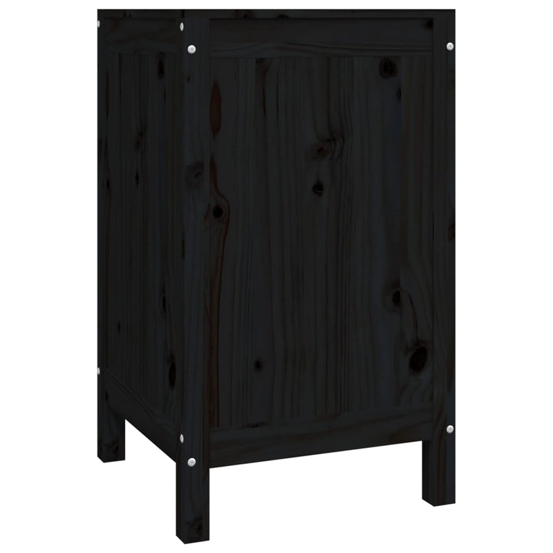 vidaXL fekete tömör fenyőfa szennyestartó láda 44 x 44 x 76 cm