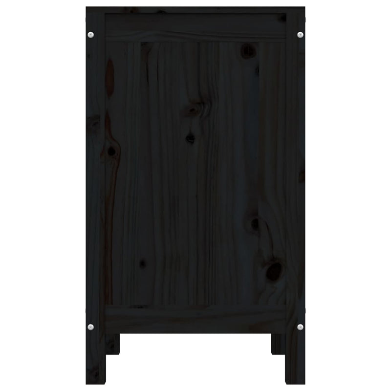 vidaXL fekete tömör fenyőfa szennyestartó láda 44 x 44 x 76 cm
