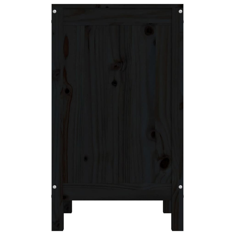 vidaXL fekete tömör fenyőfa szennyestartó láda 44 x 44 x 76 cm