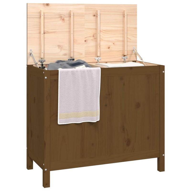 vidaXL mézbarna tömör fenyőfa szennyestartó láda 88,5 x 44 x 76 cm
