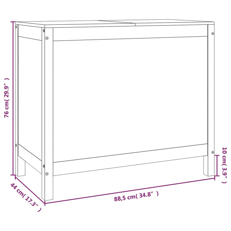 vidaXL mézbarna tömör fenyőfa szennyestartó láda 88,5 x 44 x 76 cm
