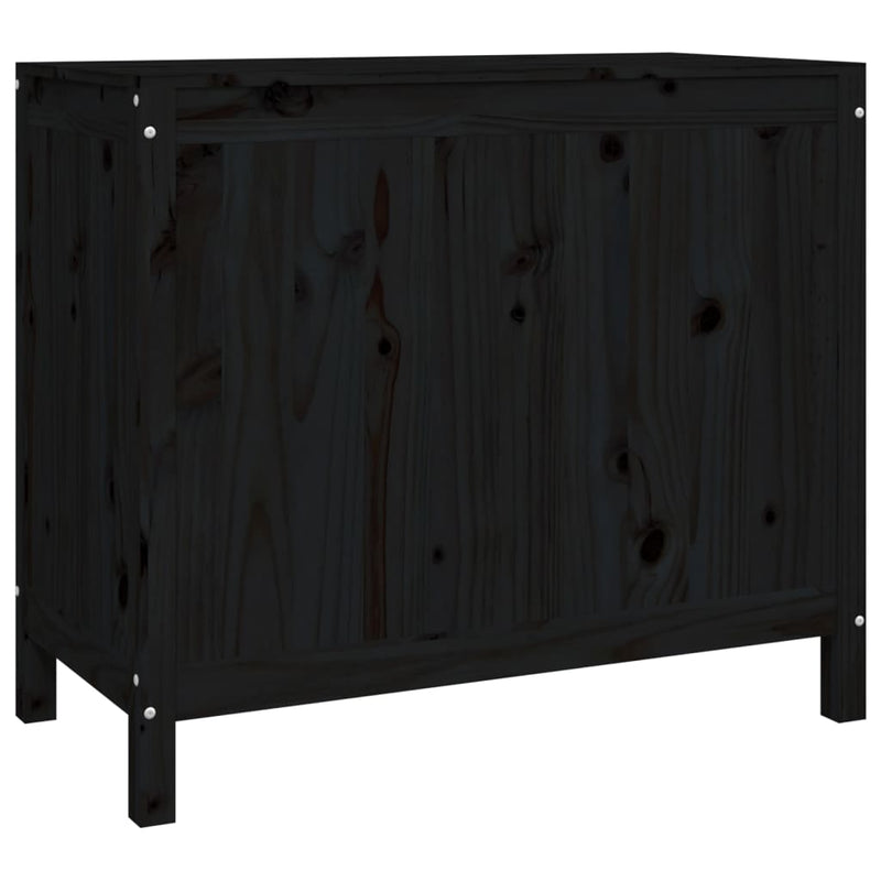 vidaXL fekete tömör fenyőfa szennyestartó láda 88,5 x 44 x 76 cm