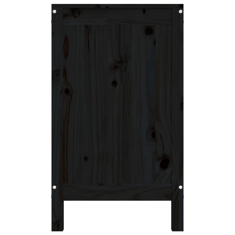 vidaXL fekete tömör fenyőfa szennyestartó láda 88,5 x 44 x 76 cm