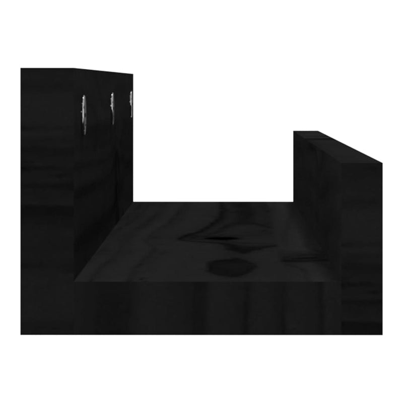 vidaXL 2 db fekete tömör fenyőfa falipolc 50 x 12 x 9 cm