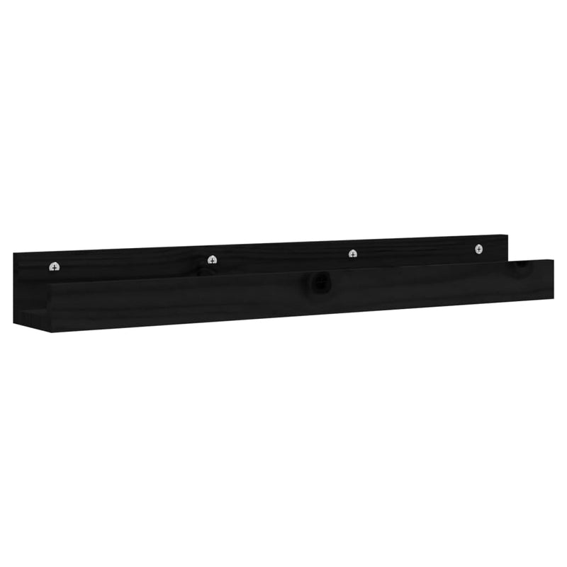 vidaXL 2 db fekete tömör fenyőfa fali polc 80 x 12 x 9 cm