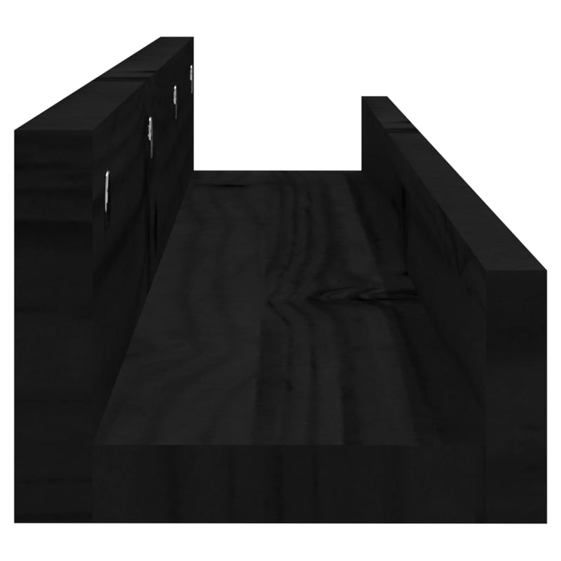 vidaXL 2 db fekete tömör fenyőfa fali polc 80 x 12 x 9 cm