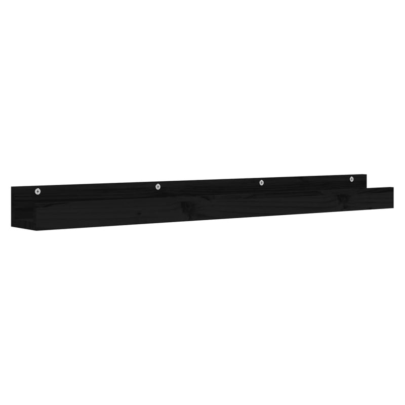 vidaXL 2 db fekete tömör fenyőfa fali polc 110 x 12 x 9 cm