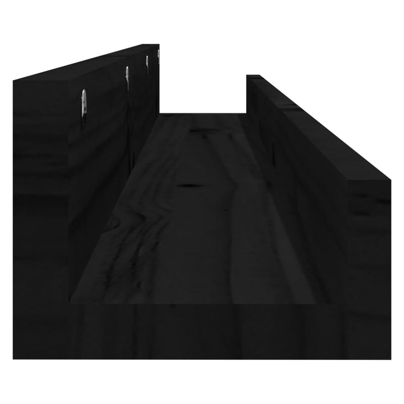 vidaXL 2 db fekete tömör fenyőfa fali polc 110 x 12 x 9 cm