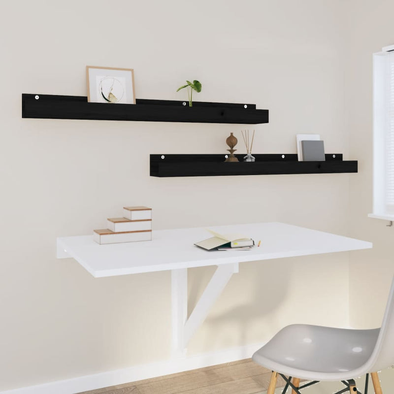 vidaXL 2 db fekete tömör fenyőfa fali polc 110 x 12 x 9 cm
