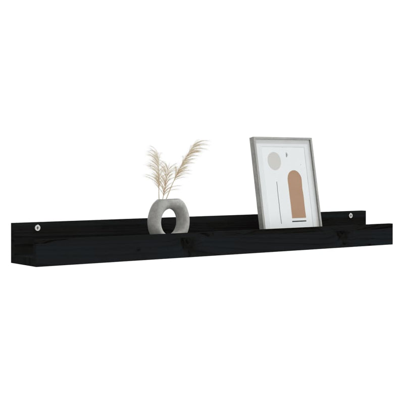 vidaXL 2 db fekete tömör fenyőfa fali polc 110 x 12 x 9 cm