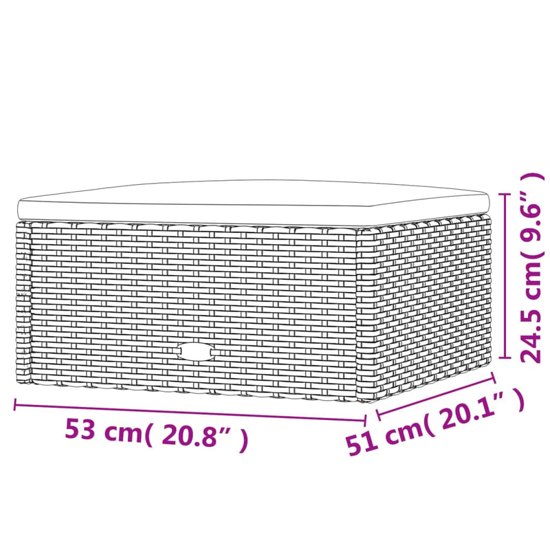 vidaXL szürke polyrattan kerti lábtartó párnával
