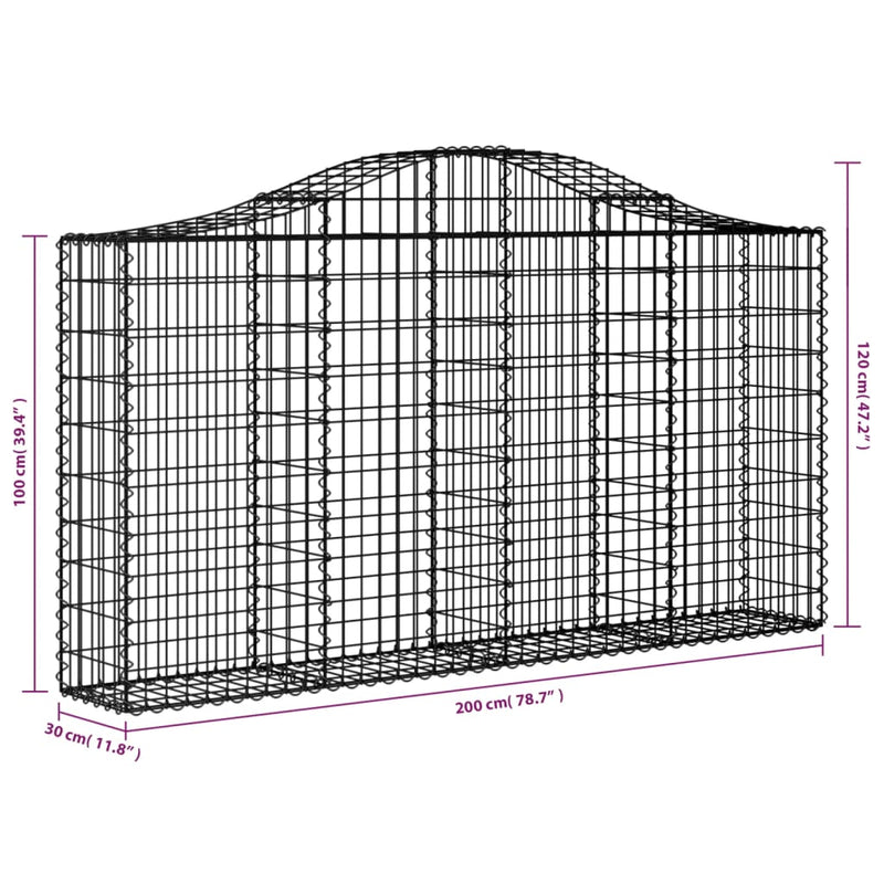 vidaXL íves horganyzott vas gabion kosár 200x30x100/120 cm