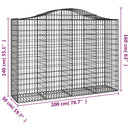 vidaXL íves horganyzott vas gabion kosár 200x50x140/160 cm