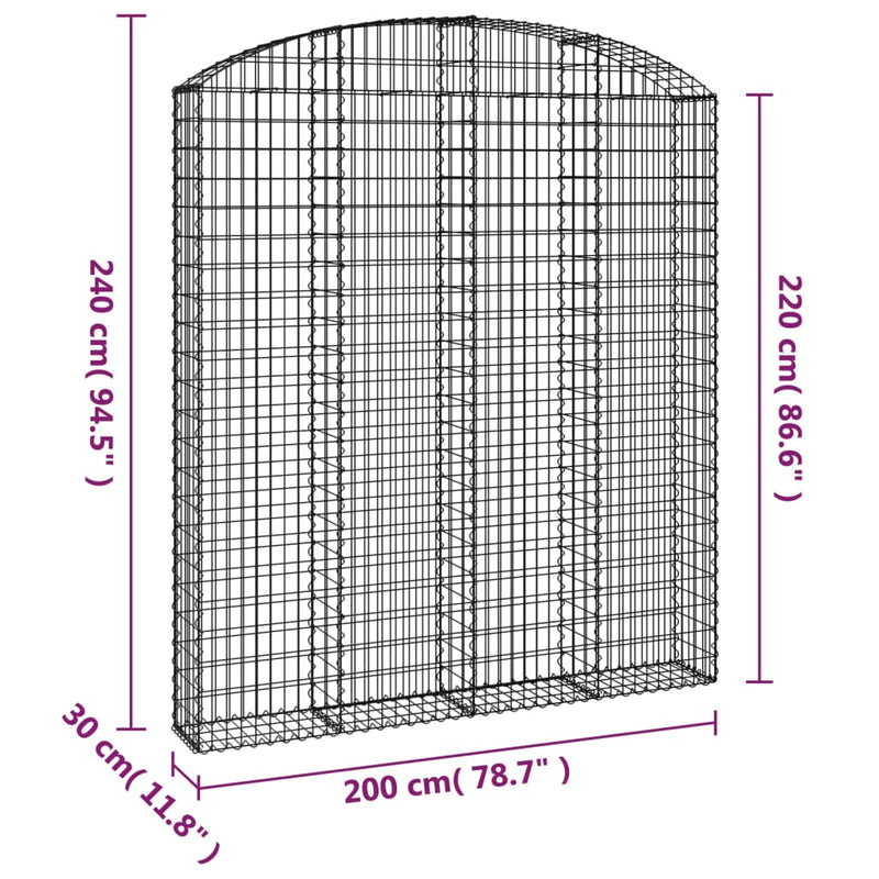vidaXL íves horganyzott vas gabion kosár 200x30x220/240 cm