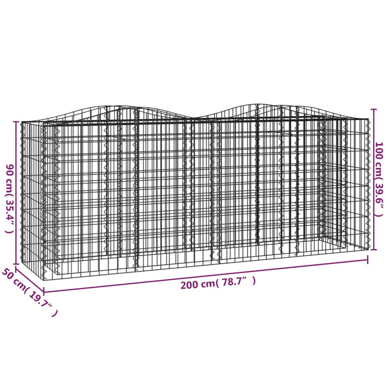 vidaXL íves horganyzott vas gabion magaságyás 200x50x100 cm