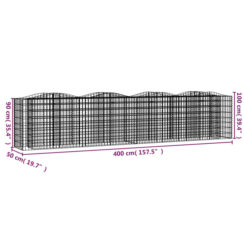 vidaXL íves horganyzott vas gabion magaságyás 400x50x100 cm