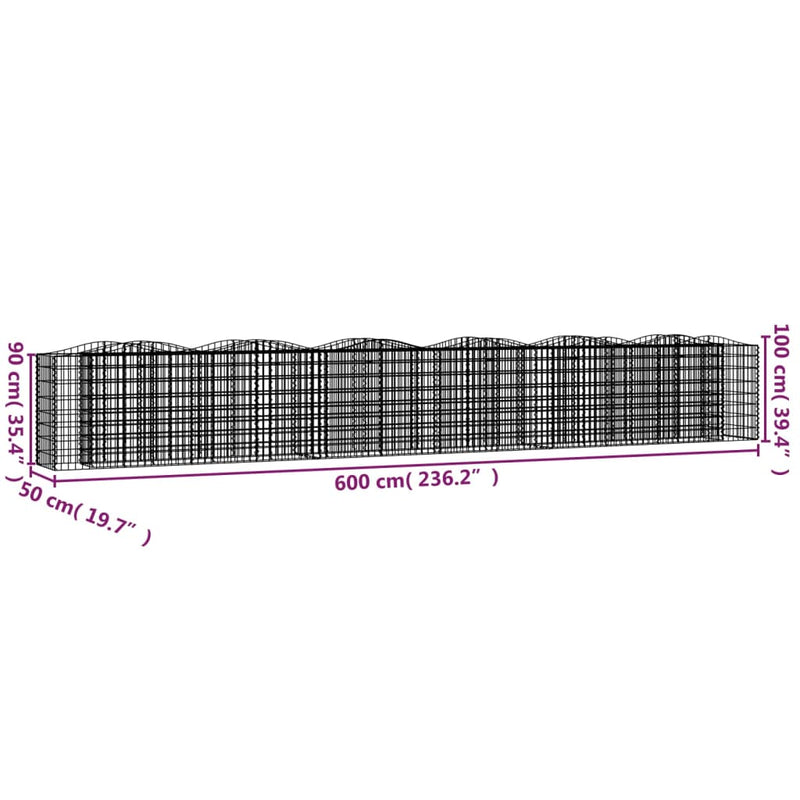 vidaXL íves horganyzott vas gabion magaságyás 600 x 50 x 100 cm
