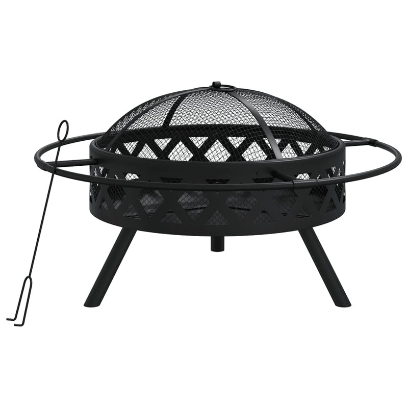 vidaXL acél XXL méretű tűztál piszkavassal 70 cm