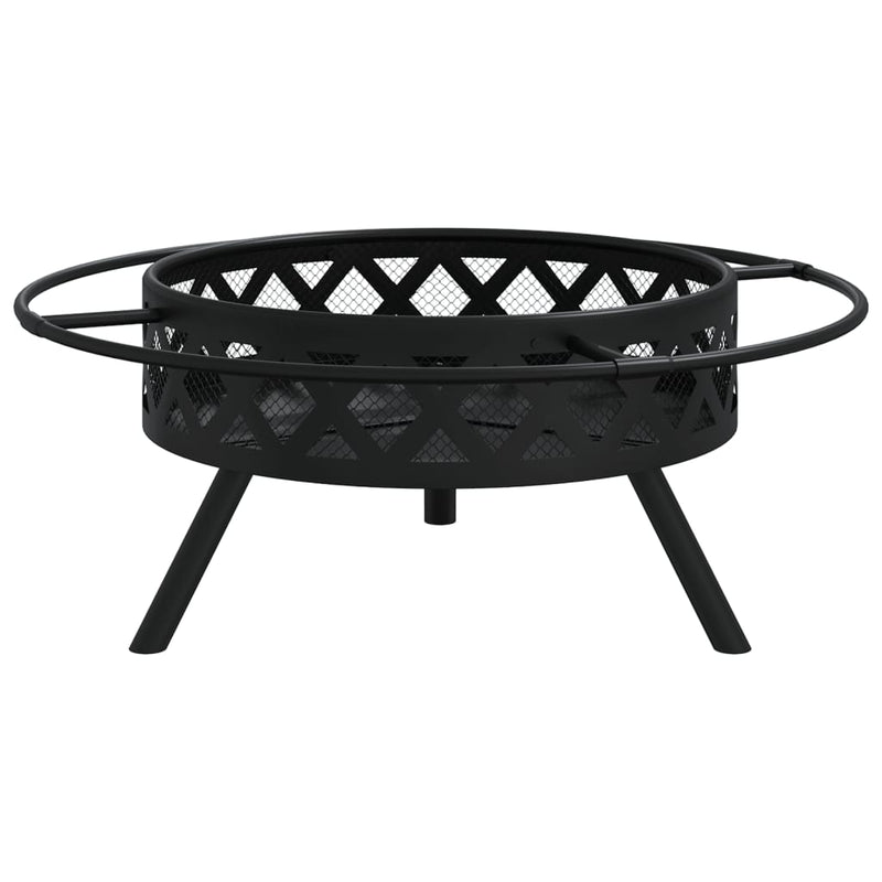 vidaXL acél XXL méretű tűztál piszkavassal 70 cm