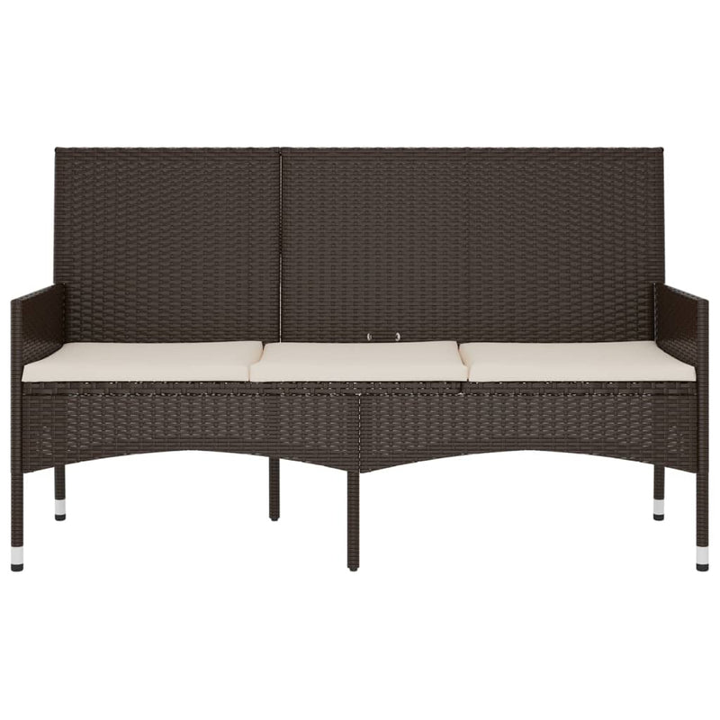 vidaXL 3 személyes barna polyrattan kerti kanapé párnával