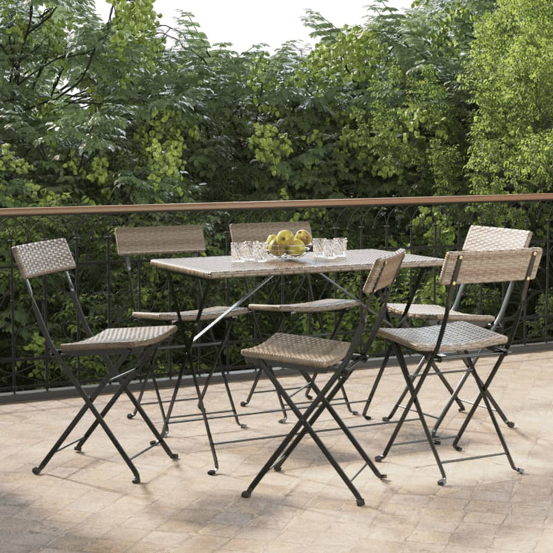 vidaXL 6 db szürke polyrattan összecsukható bisztrószék