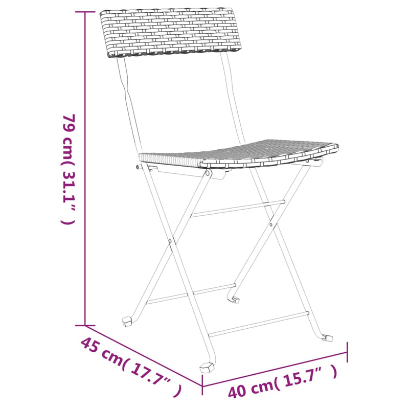 vidaXL 8 db szürke polyrattan összecsukható bisztrószék