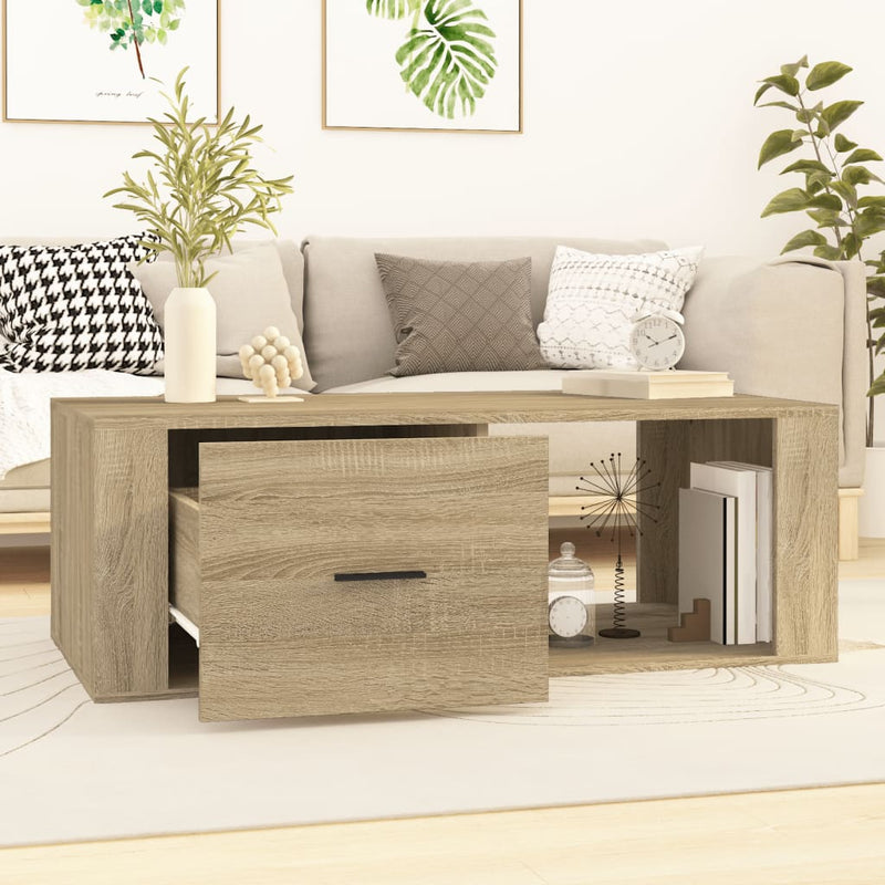 vidaXL sonoma tölgy színű szerelt fa dohányzóasztal 100x50,5x35 cm