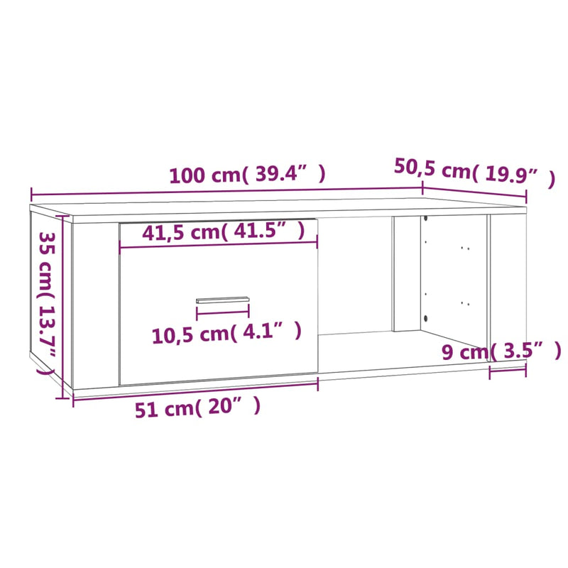 vidaXL sonoma tölgy színű szerelt fa dohányzóasztal 100x50,5x35 cm