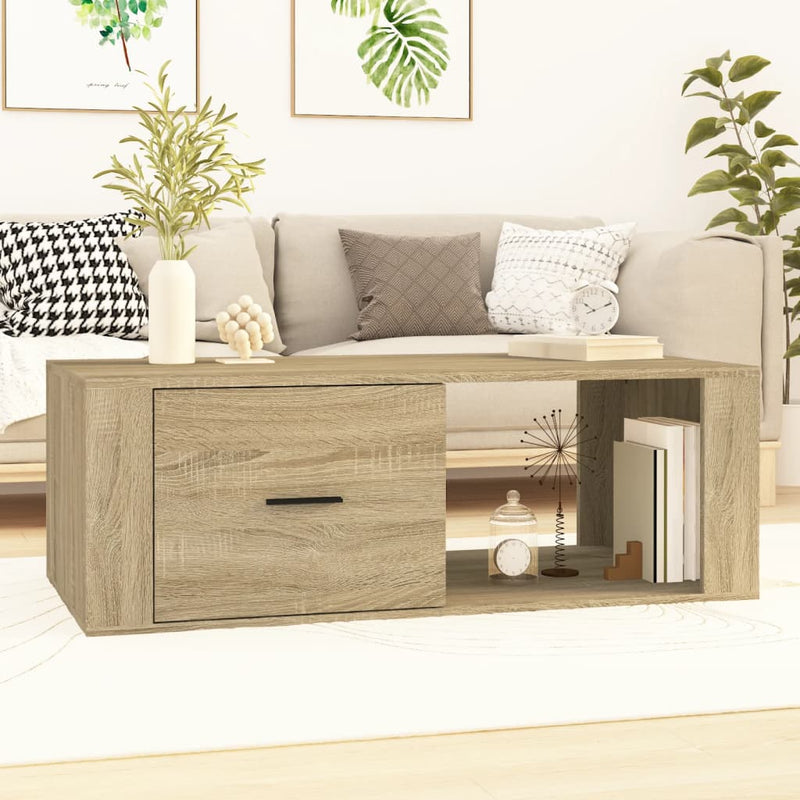 vidaXL sonoma tölgy színű szerelt fa dohányzóasztal 100x50,5x35 cm