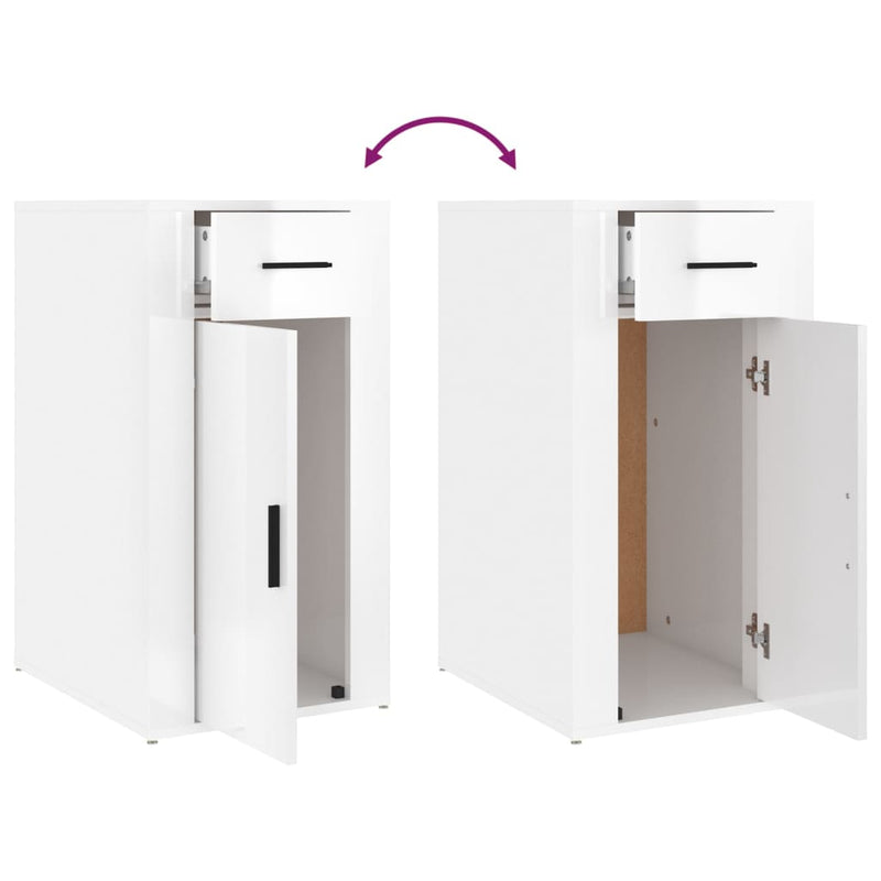 vidaXL magasfényű fehér szerelt fa asztal-kocsi 40x49x75 cm