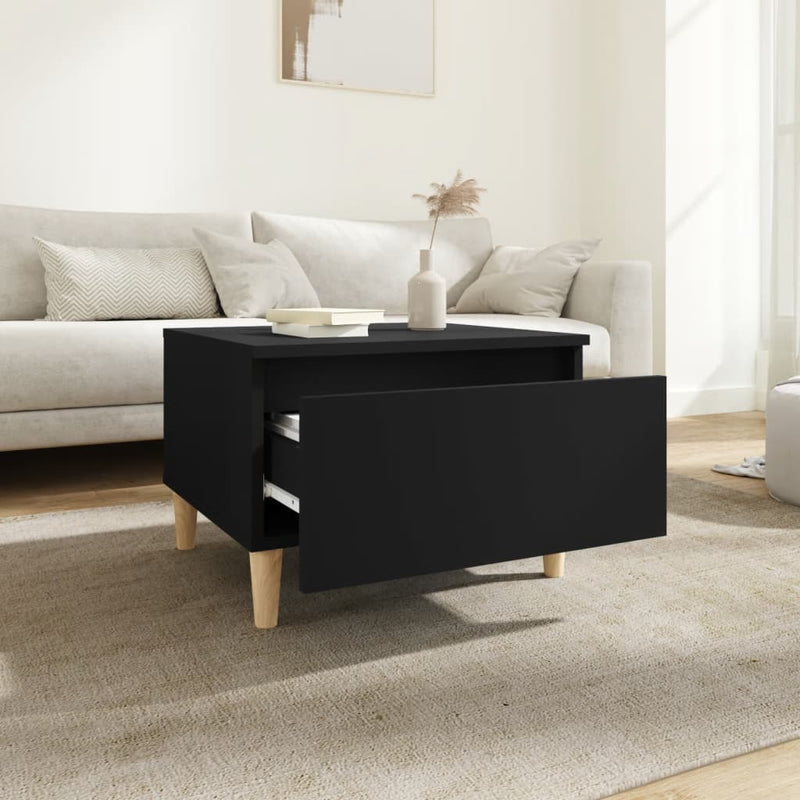 vidaXL fekete szerelt fa kisasztal 50 x 46 x 35 cm