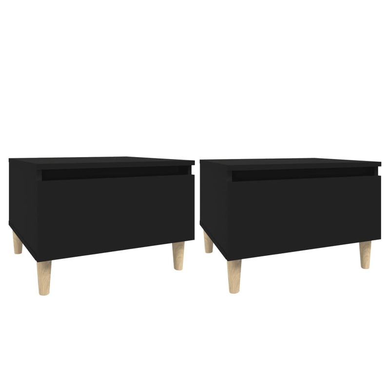 vidaXL 2 db fekete színű szerelt fa kisasztal 50 x 46 x 35 cm