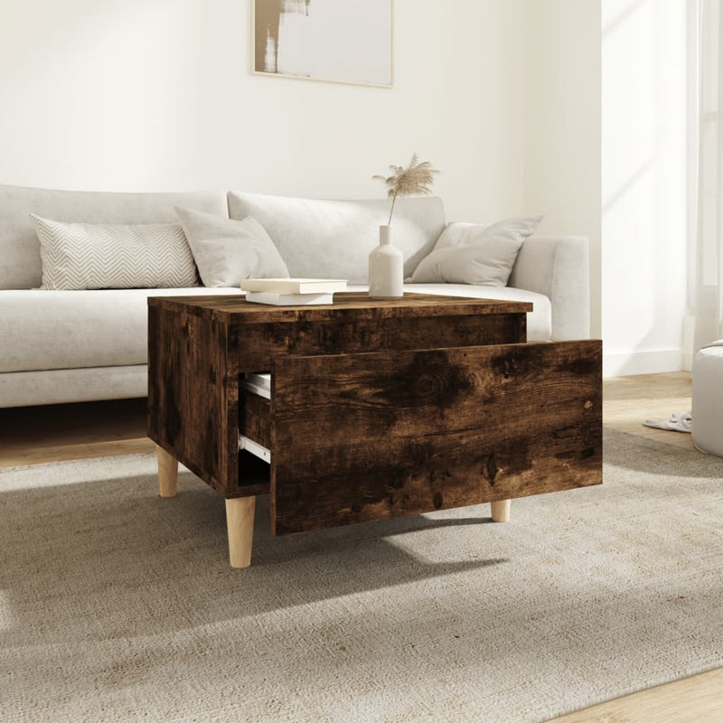 vidaXL 2 db füstös tölgy színű szerelt fa kisasztal 50 x 46 x 35 cm