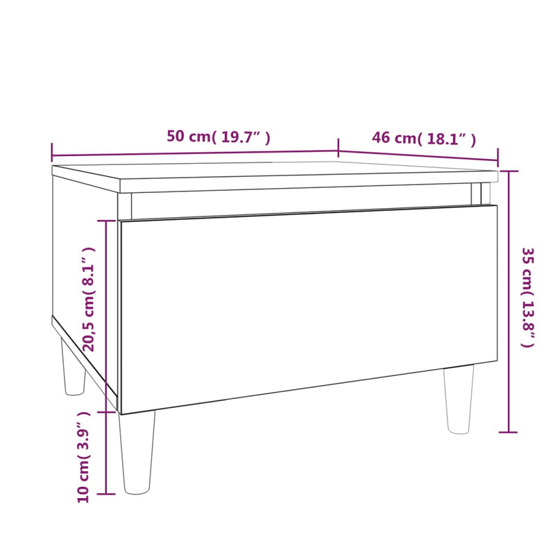 vidaXL szürke sonoma színű szerelt fa kisasztal 50x46x35 cm
