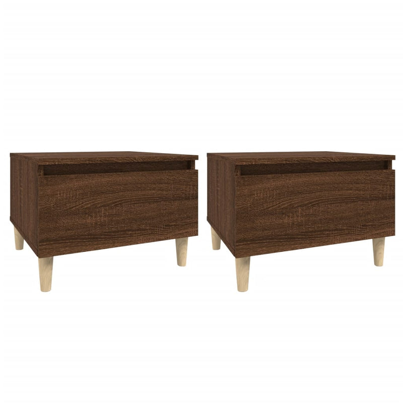 vidaXL 2 db barna tölgyszínű szerelt fa kisasztal 50 x 46 x 35 cm
