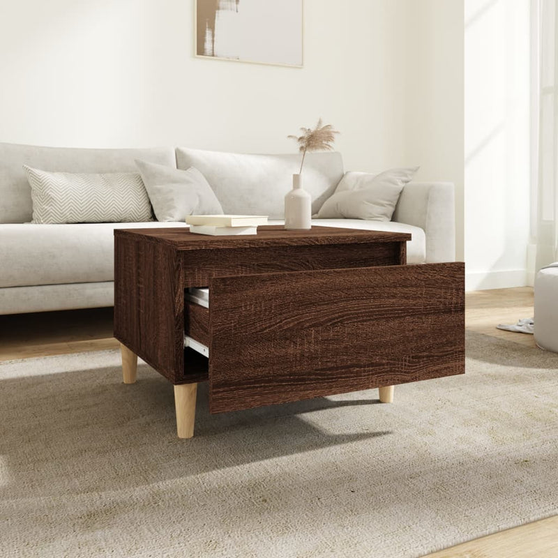 vidaXL 2 db barna tölgyszínű szerelt fa kisasztal 50 x 46 x 35 cm
