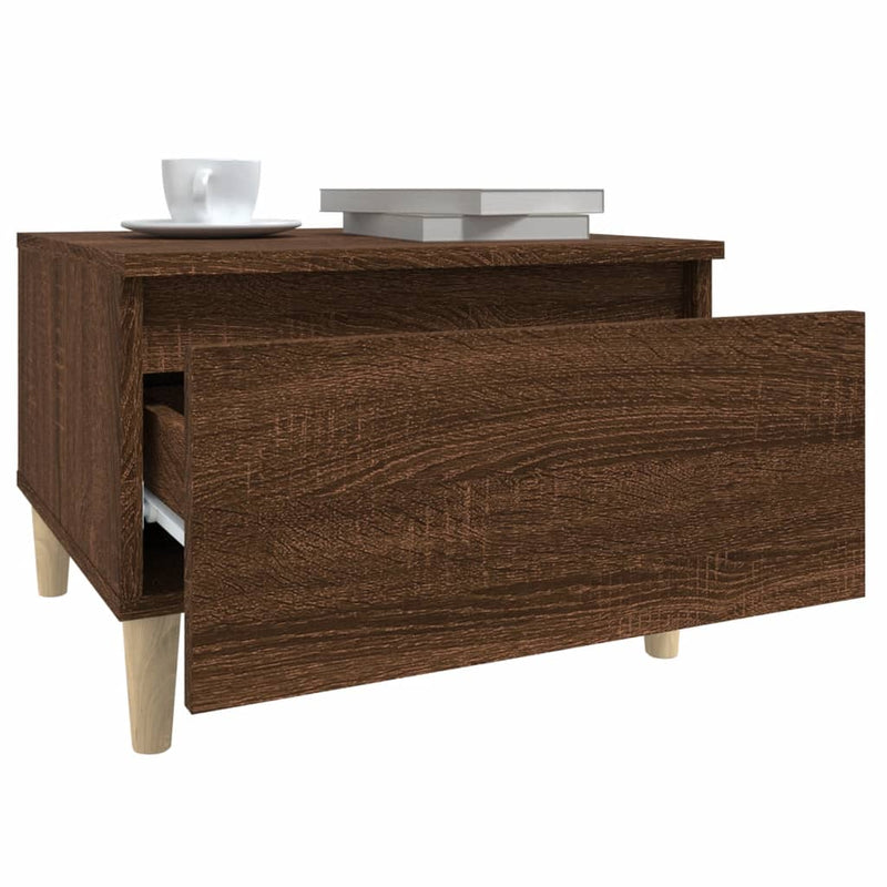 vidaXL 2 db barna tölgyszínű szerelt fa kisasztal 50 x 46 x 35 cm