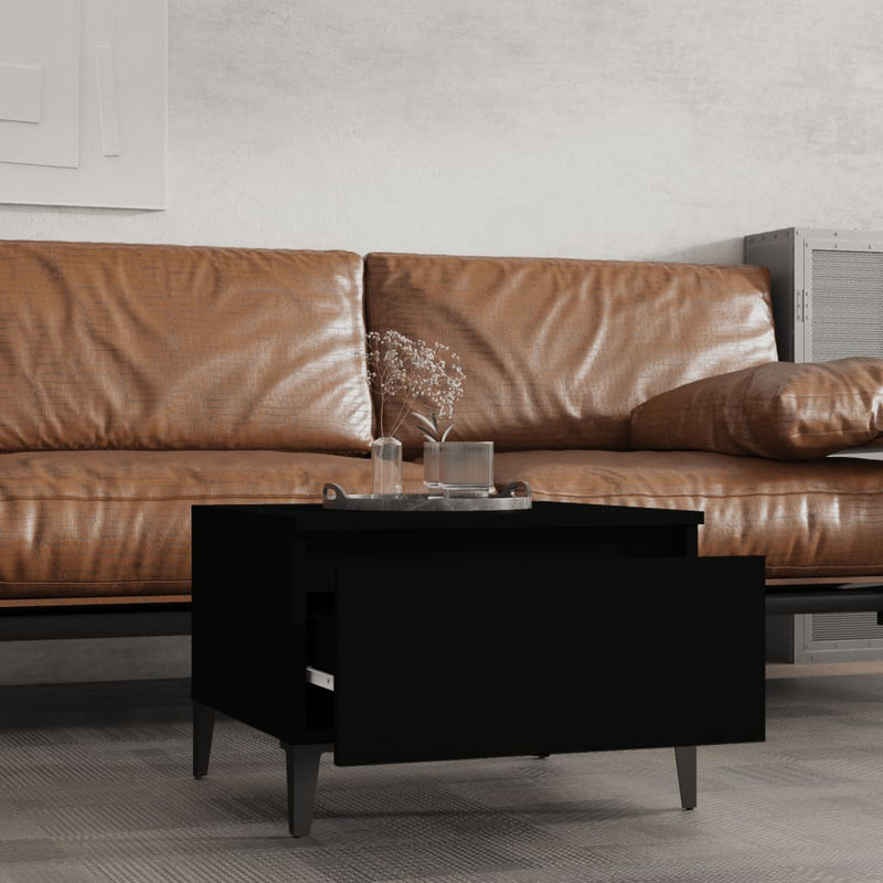 vidaXL fekete szerelt fa kisasztal 50 x 46 x 35 cm