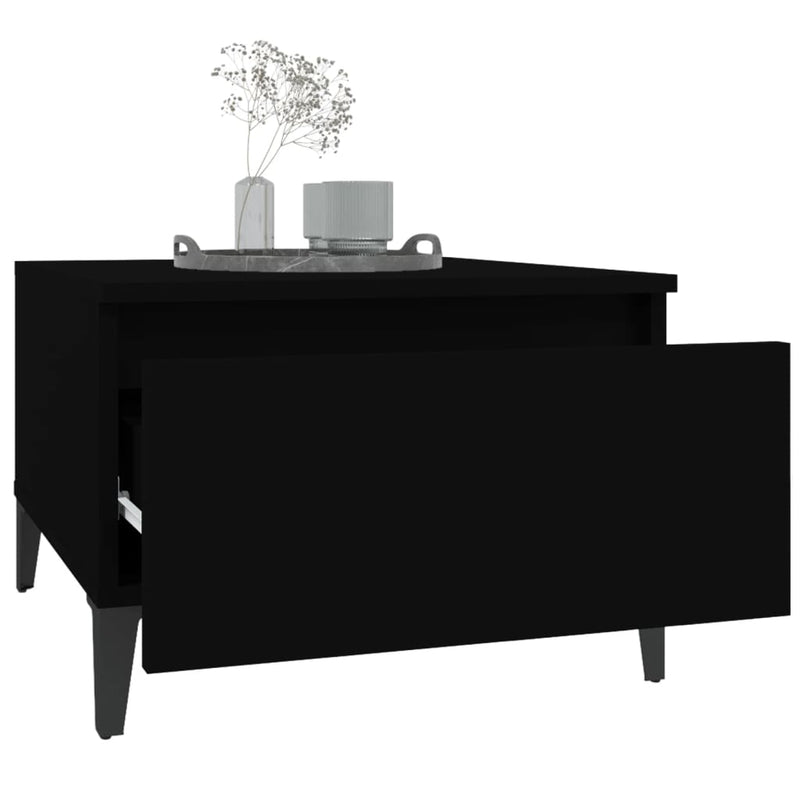 vidaXL 2 db fekete színű szerelt fa kisasztal 50 x 46 x 35 cm