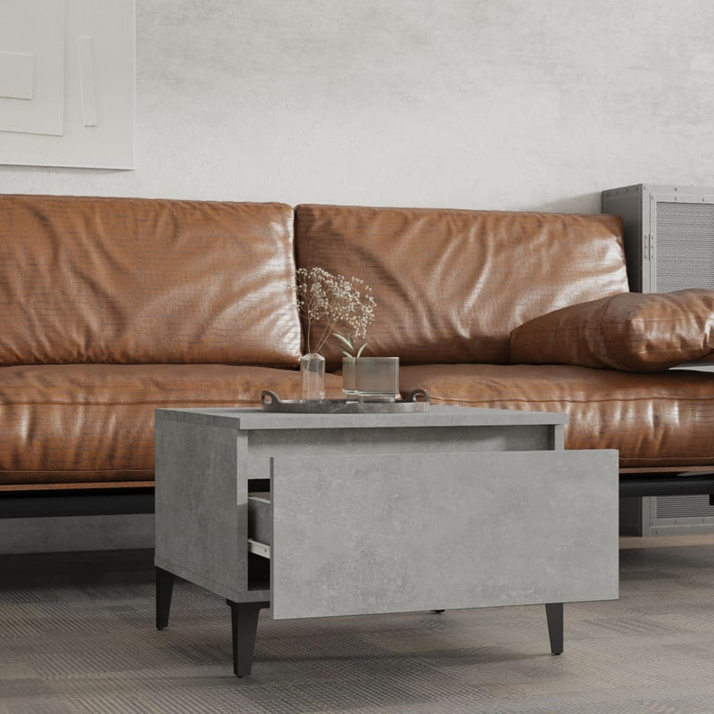 vidaXL 2 db betonszürke szerelt fa kisasztal 50x 46 x 35 cm