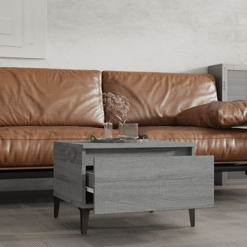 vidaXL 2 db szürke sonoma színű szerelt fa kisasztal 50x46x35 cm