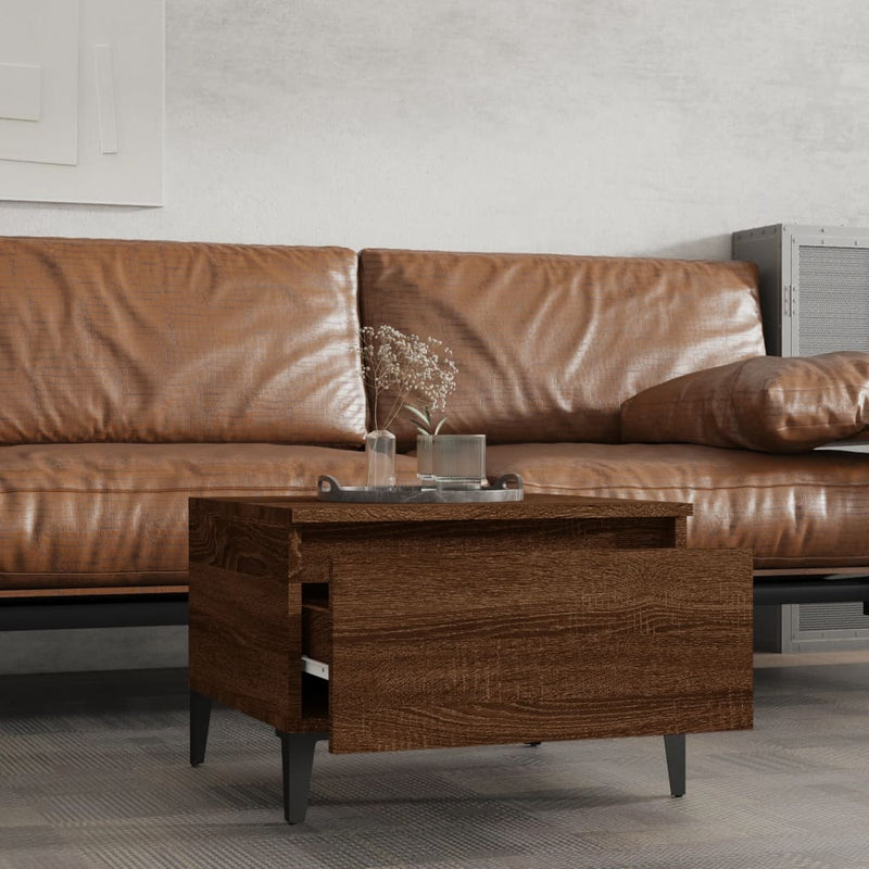 vidaXL 2 db barna tölgyszínű szerelt fa kisasztal 50 x 46 x 35 cm