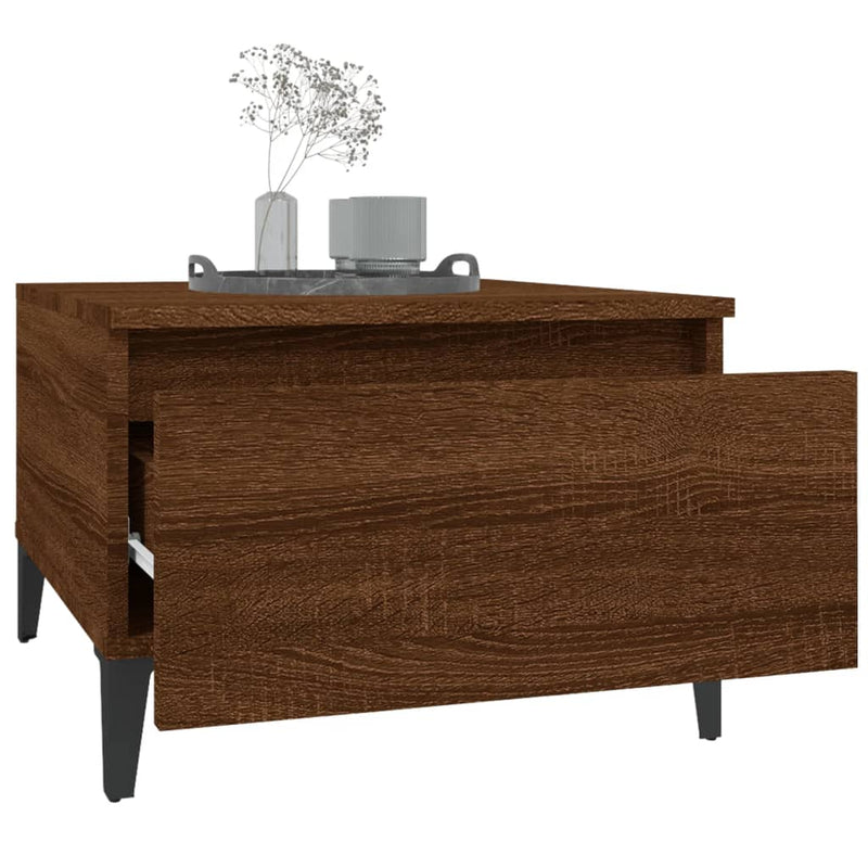vidaXL 2 db barna tölgyszínű szerelt fa kisasztal 50 x 46 x 35 cm