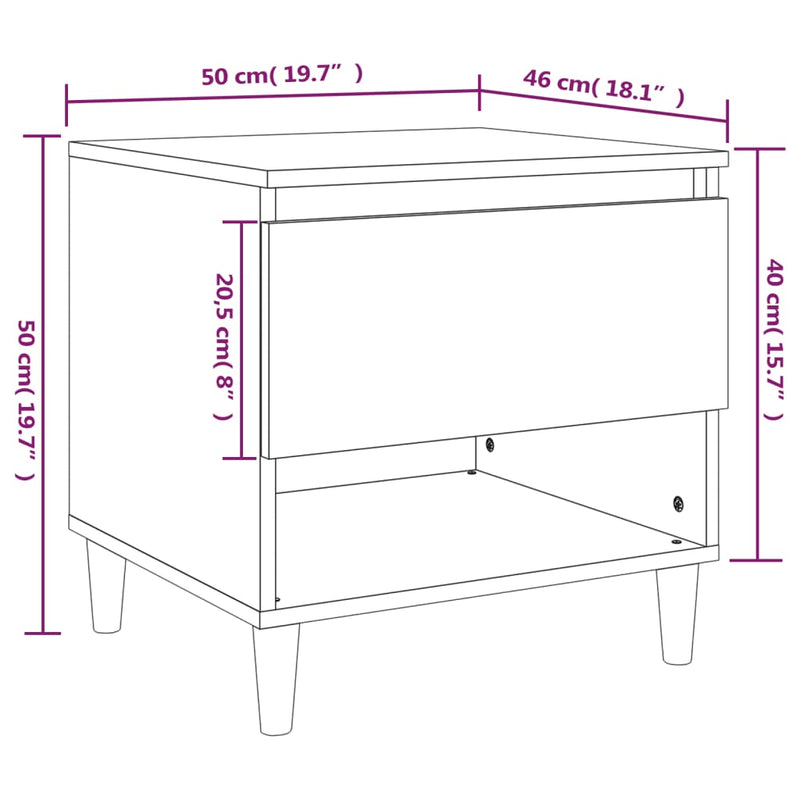 vidaXL 2 db fekete szerelt fa éjjeliszekrény 50 x 46 x 50 cm