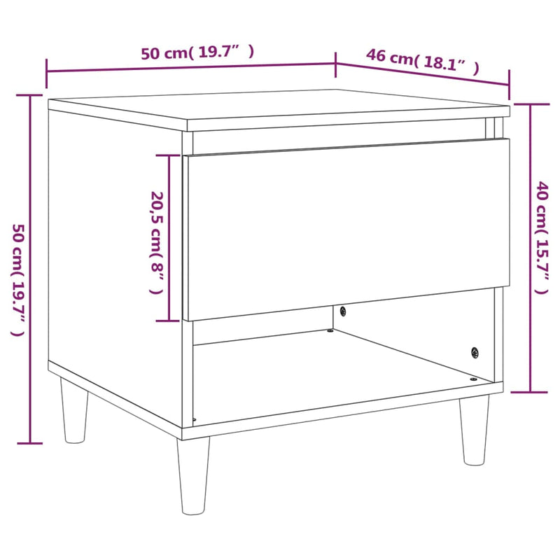 vidaXL 2 db betonszürke szerelt fa éjjeliszekrény 50x 46 x 50 cm