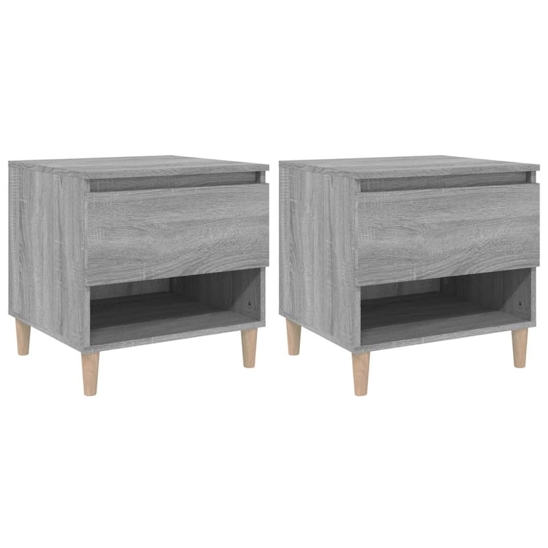 vidaXL 2 db szürke sonoma színű szerelt fa éjjeliszekrény 50x46x50 cm